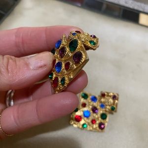 Vintage Gold-tone rhinestone clip ons